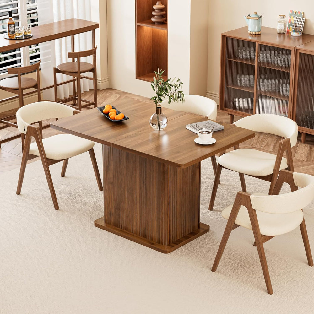 Extendable Kitchen Dining Table for 4-6, 47-65 Inch Rectangle Dining Room Tab...
