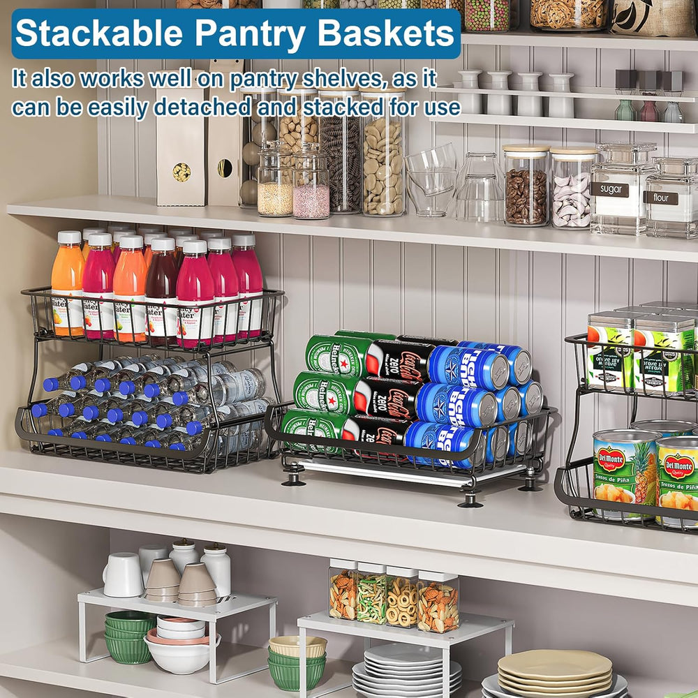 OKZEST 3-Tier Rolling Pantry Floor Organizer and Storage Cart with Wheels, St...
