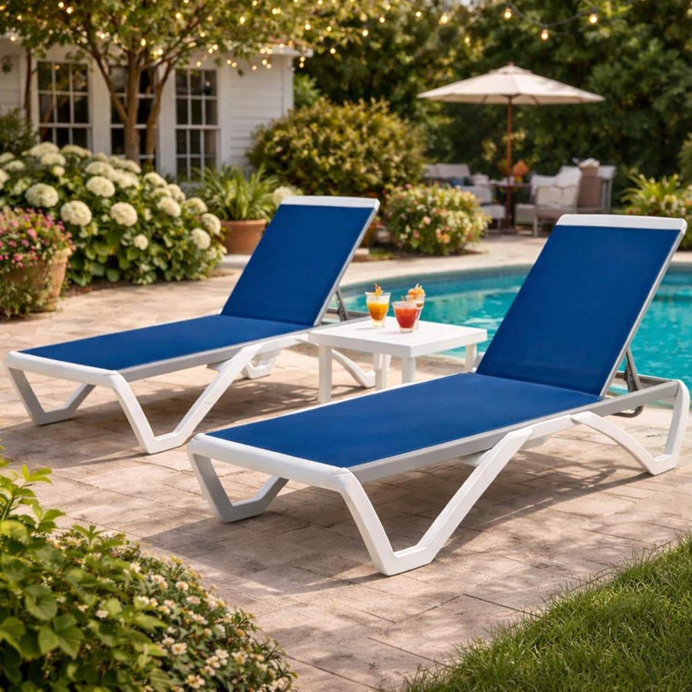 Kozyard Outdoor Chaise Lounge Chair, Full Flat Adjustable Patio Lounger with ...