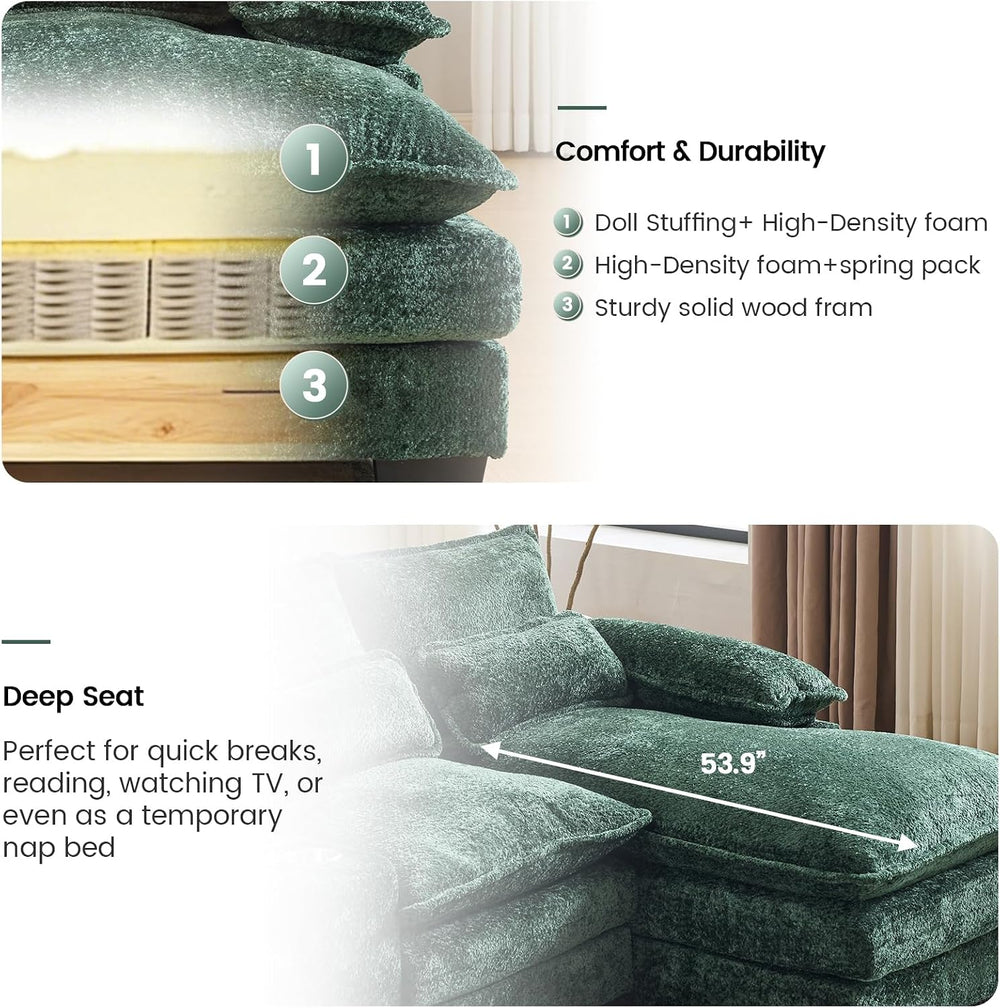 124.8'' U-Shaped Cloud Modular Sofa with Chaise Lounges, Chenille Com...