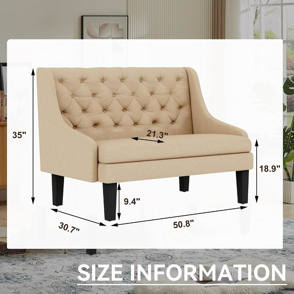 Settee Bench with Back Small Loveseat for Banquette Dining Room Living Room E...