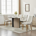 Beige Mid Century Dining Chairs Set of 6, Modern Kitchen & Dining Room Chairs Set of 6, Chenille Fabric Upholstered Kitchen Chairs, Sillas de Comedor, Gold Legs (Beige, 6 Pcs)