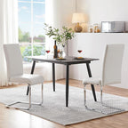 Yaheetech Dining Chairs Set of 2 Modern Faux Leather Upholstered Dining Room Chairs with High Back and Metal Chrome Legs for Kitchen/Living Room/Restaurant, White