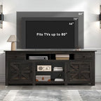 DWVO Farmhouse TV Stand for 75/80 Inches TVs, Entertainment Centers Furniture 30" Tall, TV Consoles with Storage Drawers & Power Outlet, Rustic TV Stands for Living Room, Dark Rustic Oak