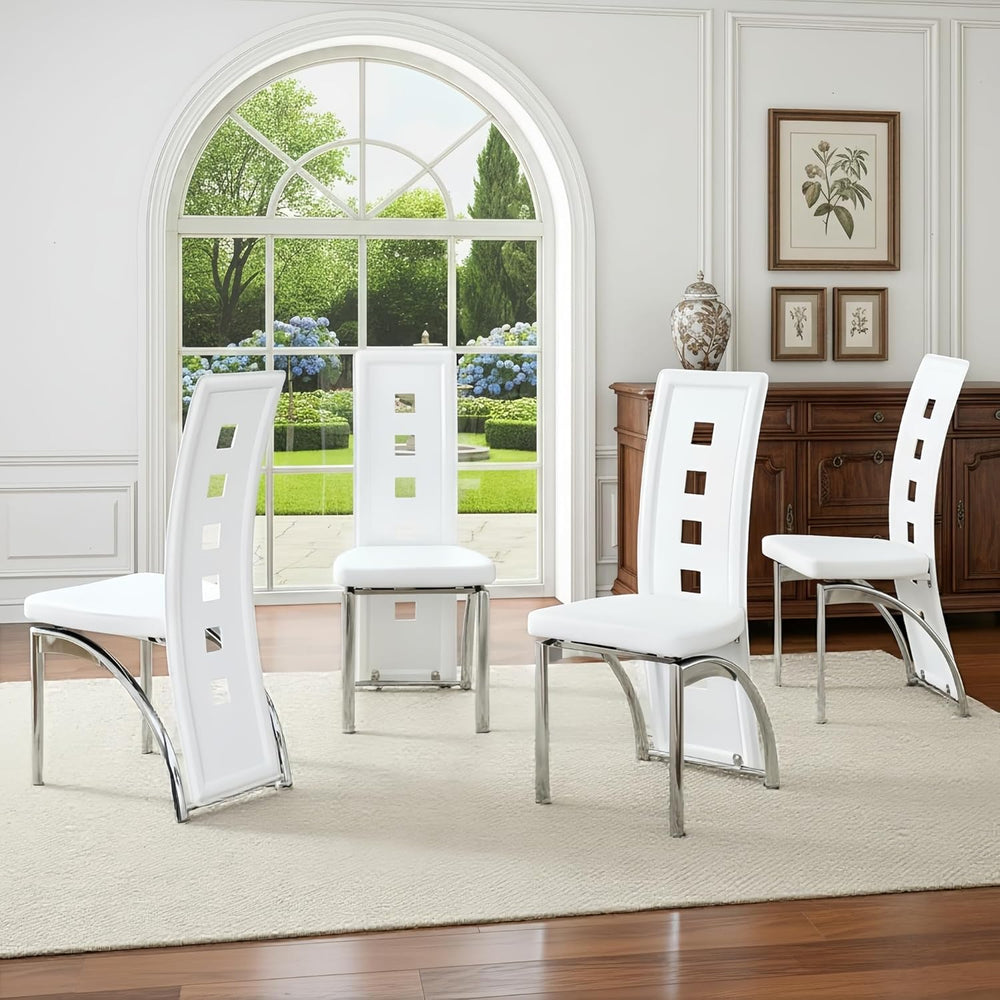 White Dining Chairs Set of 4, Modern Dining Room Chairs Set of 4, Upholstered...