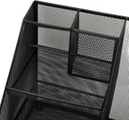 Metal Mesh Desk Organizer, Multifunctional Pen Holder & Office Supplies Organizer with Durable Lightweight Black Iron Design