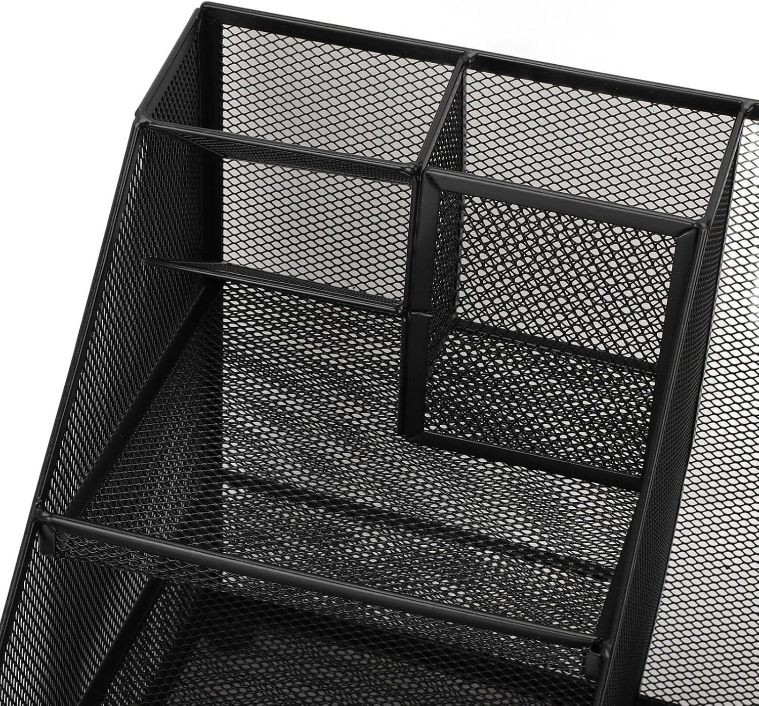 Metal Mesh Desk Organizer, Multifunctional Pen Holder & Office Supplies Organizer with Durable Lightweight Black Iron Design