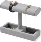 Oirlv Microfiber T-Bar Watch Display Stand Jewelry Display Props Jewelry Organizer Holder for Watch Bracelet Ring Earrings (Light Grey,Microfiber)