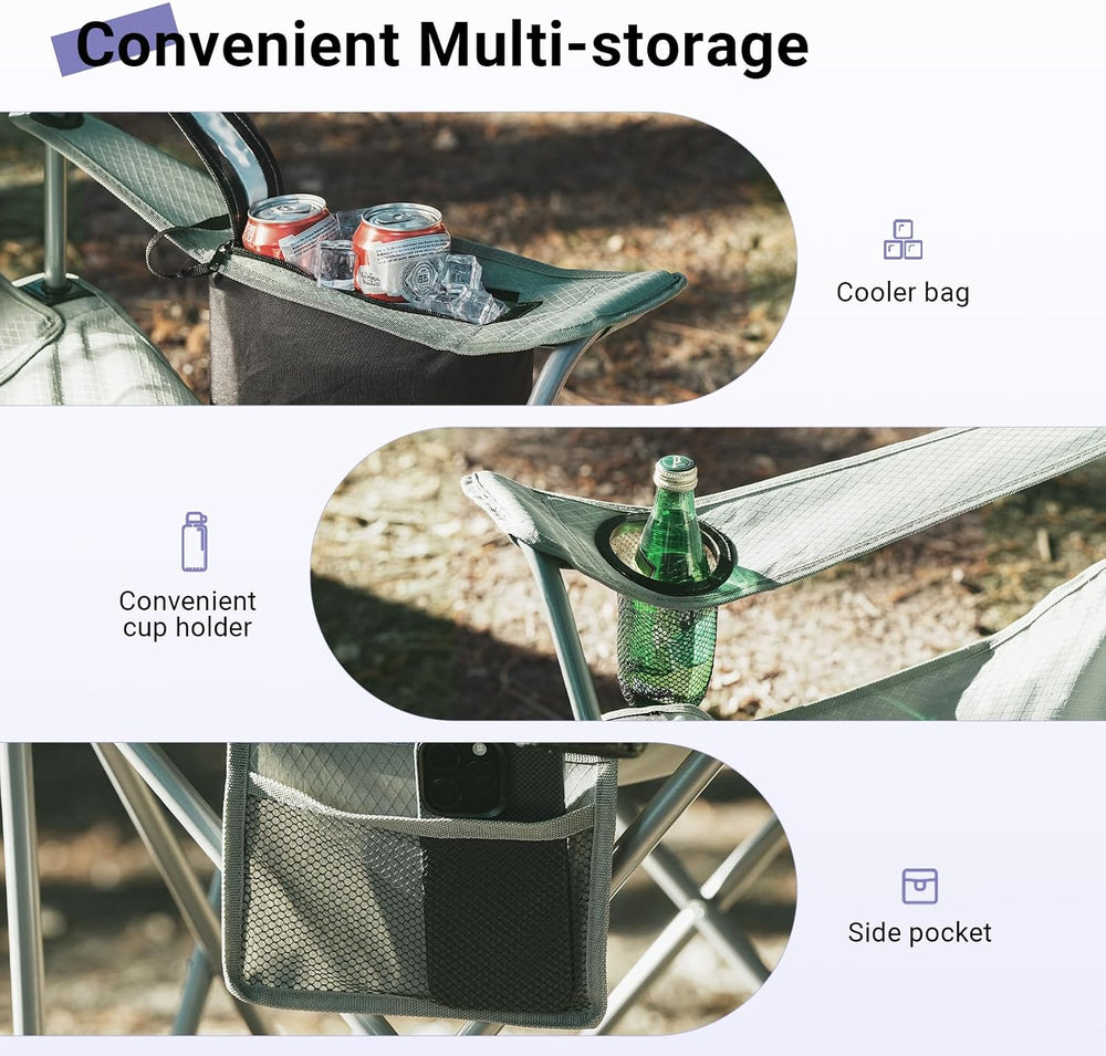 Camping Chairs Portable Folding Lightweight Outdoor Lawn Chair for Adults wit...