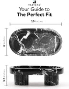 Radicaln Marble Tray with Feet 10" Decorative Bathroom Vanity Tray | decorative tray, Black Handmade Natural Stone, Marble Oval Tray, Pedestal Tray, Elegant Home Decor