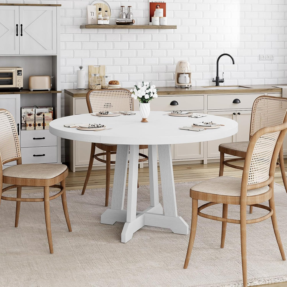GarveeHome Round Dining Table for 4, 47 Inches Dining Room Table with Wooden ...