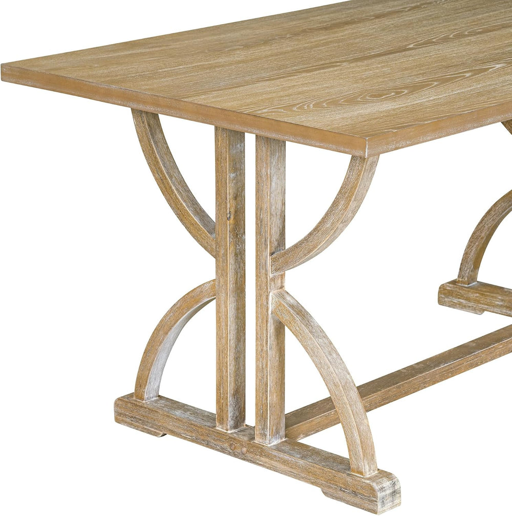 Merax 6-Piece Solid Wood Dining Table Set for 6, Solid Wood Rectangular Kitch...
