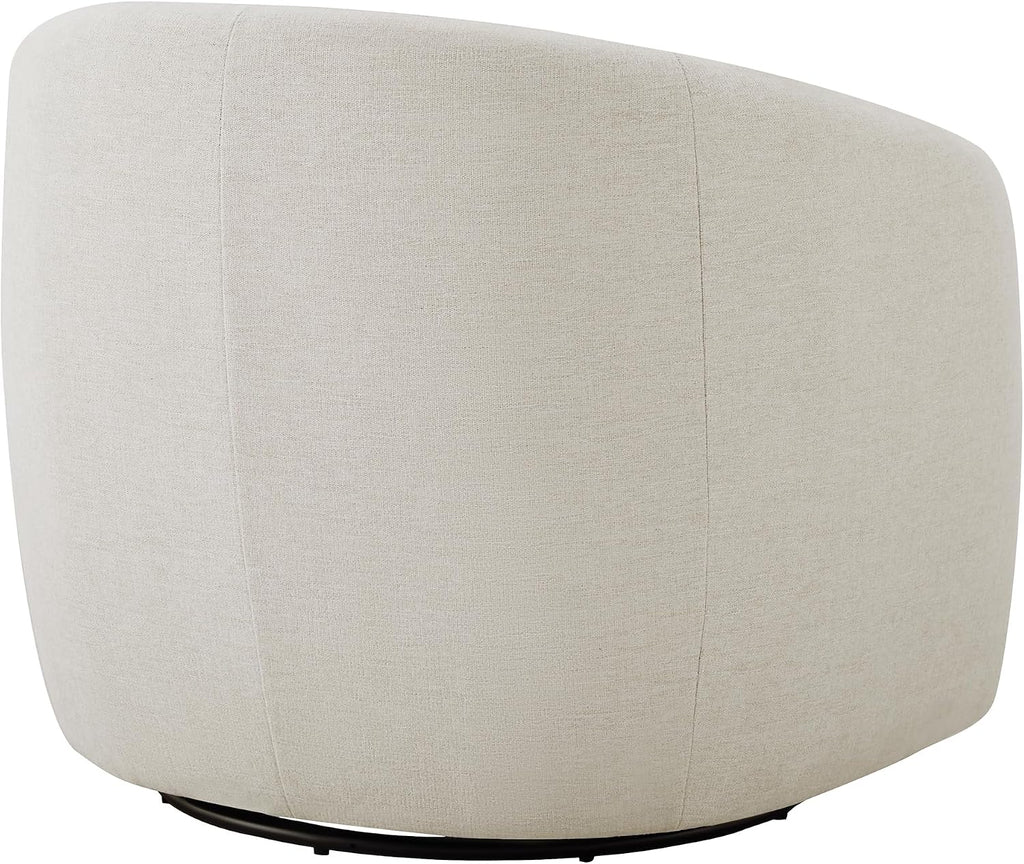 Watson & Whitely Swivel Accent Chairs Set of 2, Modern Upholstered Fabric Barrel Chair Armchair for Living Room, Bedroom, Fully Assembled, Fabric in Cream