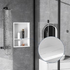 Stainless Steel Shower Niche 18" X 12", No Tile Needed Wall Niche Double Shelves, Recessed Shower Shelf for Bathroom Storage, Matte White
