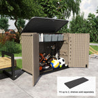 KINYING Outdoor Storage Shed - Horizontal Storage Cabinet Waterproof for Garden, Patio, Backyard, Storage Box for Easy Storage of Garbage Cans, Tools, Lawn Mower, 26 Cubic Feet,Dark Brown