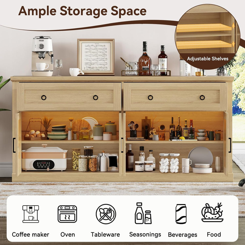 63'' Sideboard Buffet Cabinet with Storage, Modern Storage Cabinet wi...