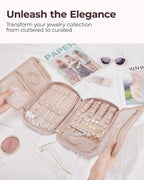 BAGSMART Jewelry Organizer Case Large Travel Jewelry Storage Bag for Necklace, Earrings, Rings, Bracelet, Soft Pink