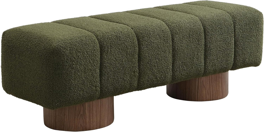 Stylish Green Boucle Upholstered Dining Bench - No Assembly Required! Perfect...