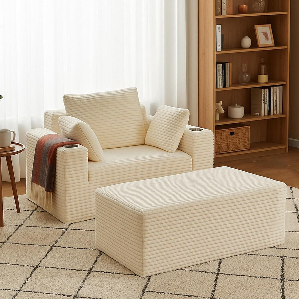 54"W Oversized Chaise Lounge Chair Indoor, Chaise Lounge Couch, Converti...