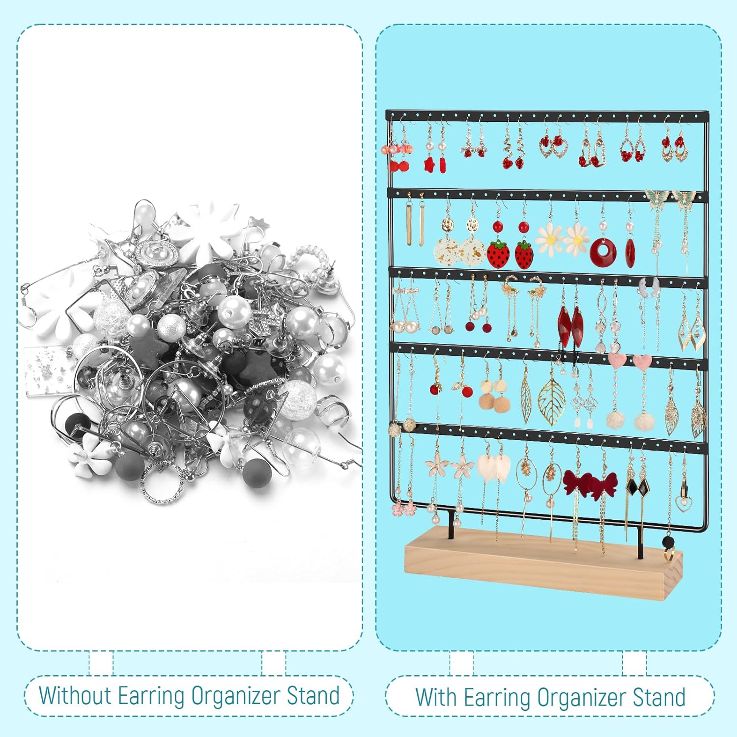 Earring Holder Organizer, Ear Jewelry Tree Organizer for Women, Earring Hanger with 5 Tiers & 120 holes