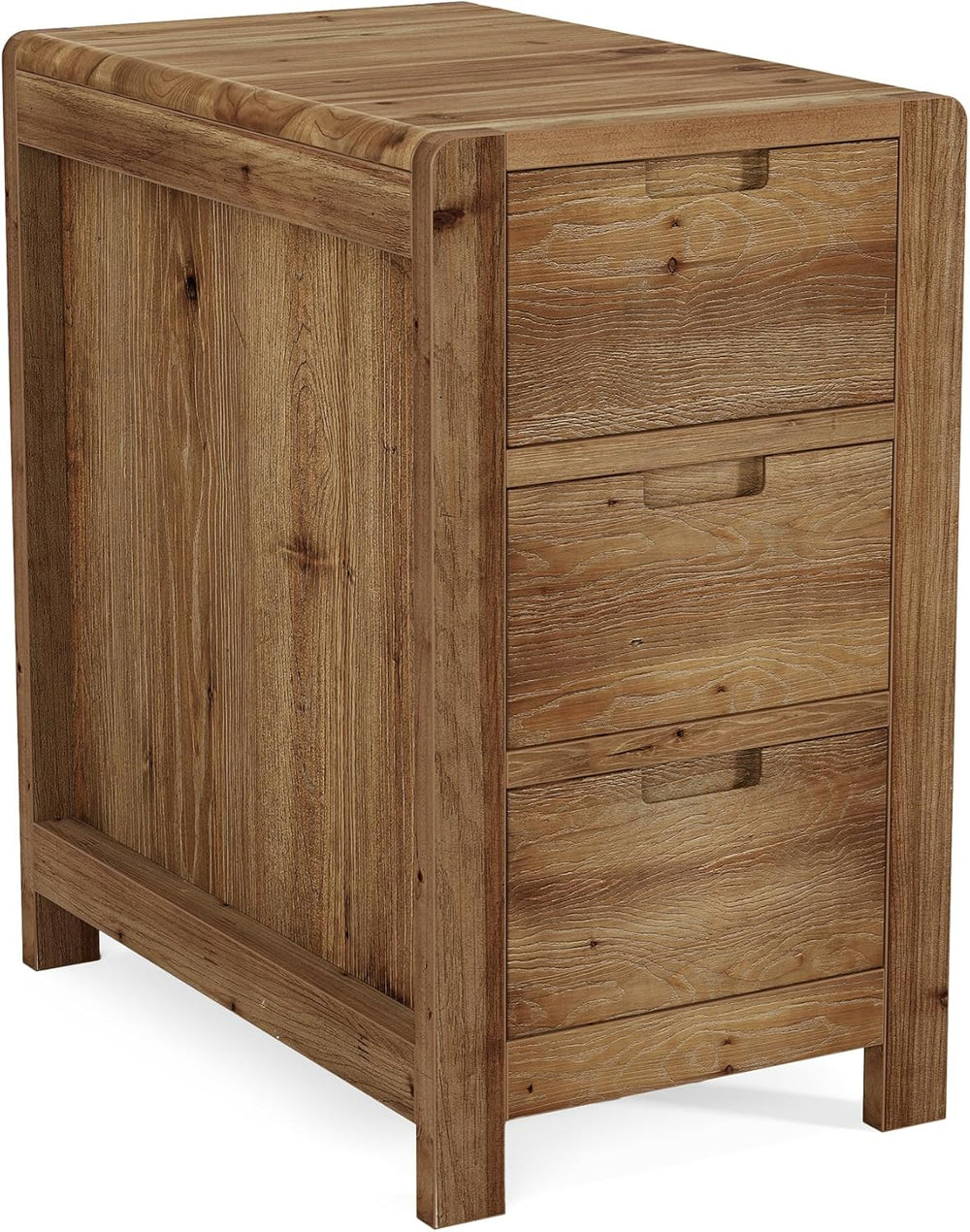LITTLE TREE 3-Drawer Real Wood End Table, Narrow Side Table with Storage Draw...