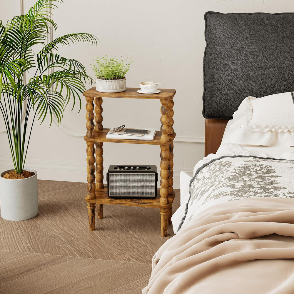 Veegle Side Table, Small End Table with Storage Shelf, 3-Tier Small Coffee Ta...