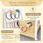 Headband Holder Organizer Metal 2-Tier Display Stand for Selling, Home Bedroom Headband Storage for Girls Women, Headband Stand Wood Base Can Store Hair Ties, White