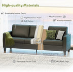 STHOUYN 73” Black Faux Leather Sofa Couch, Modern Comfy Office 3 Seater Couch Loveseat with Tufted Armrest and USB, Small Love Seat Couches for Living Room, Bedroom, Apartment