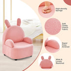 INFANS Kids Sofa with Footstool, 2 Seat Toddler Upholstered Couch, Children Armrest Chair Lounge for Nursery Kindergarten Kids Room Boys Girls, Sturdy Wood Construction Velvet Surface (Rabbit)