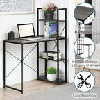Convenience Concepts Desigsn2Go Office Workstation Desk 36" - Modern, Contemporary Writing Accent with Storage Shelves for Dorm Room & Home Study, Charcoal Gray