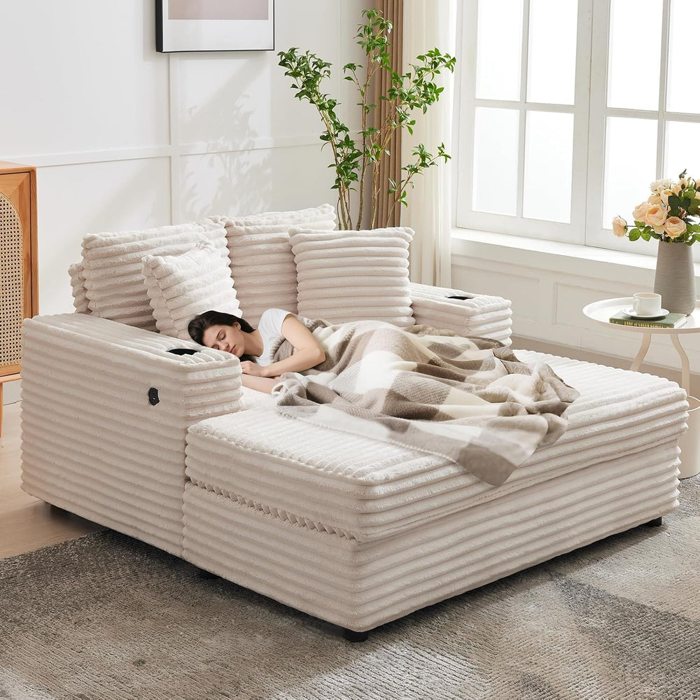 GarveeHome 60-inchOversized Chaise Lounge Chair Indoor, Comfy Corduroy Lounge...