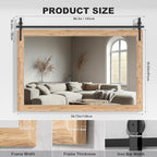 Hasipu Farmhouse Bathroom Mirror, 55"x36" Rustic Wood Framed Wall Mounted Mirror, Brown Vintage Vanity Mirror Barn Door Style Decrative Mirrors