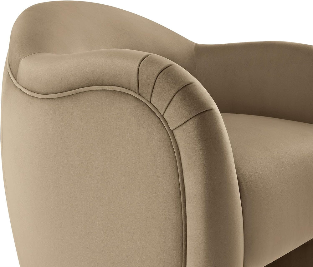 Modway Compose Barrel Chair with Performance Velvet Fabric in Taupe – Upholst...
