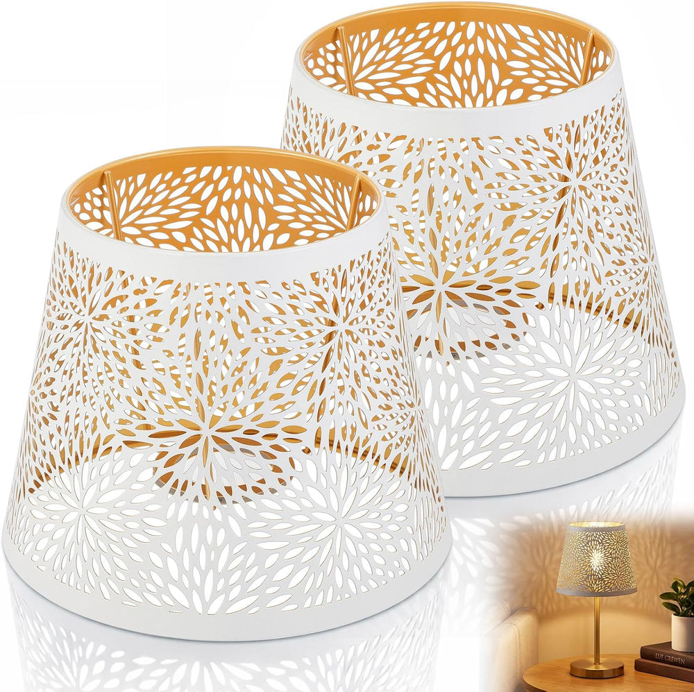 Retisee 2 Pcs Vintage Metal Lamp Shade, Hollow Out, 1-5/8" UNO Fitter