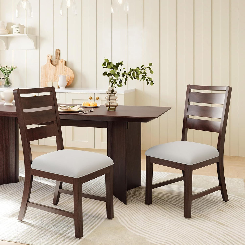 COLAMY Wooden Dining Chairs Set of 2, Farmhouse Upholstered Dining Room Chair...