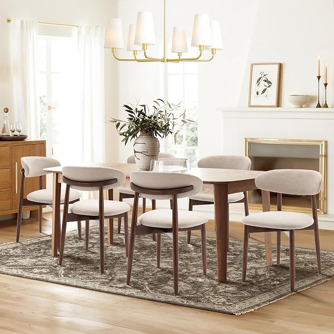 COLAMY Wooden Dining Chairs Set of 4, Modern Fabric Upholstered Kitchen Side ...
