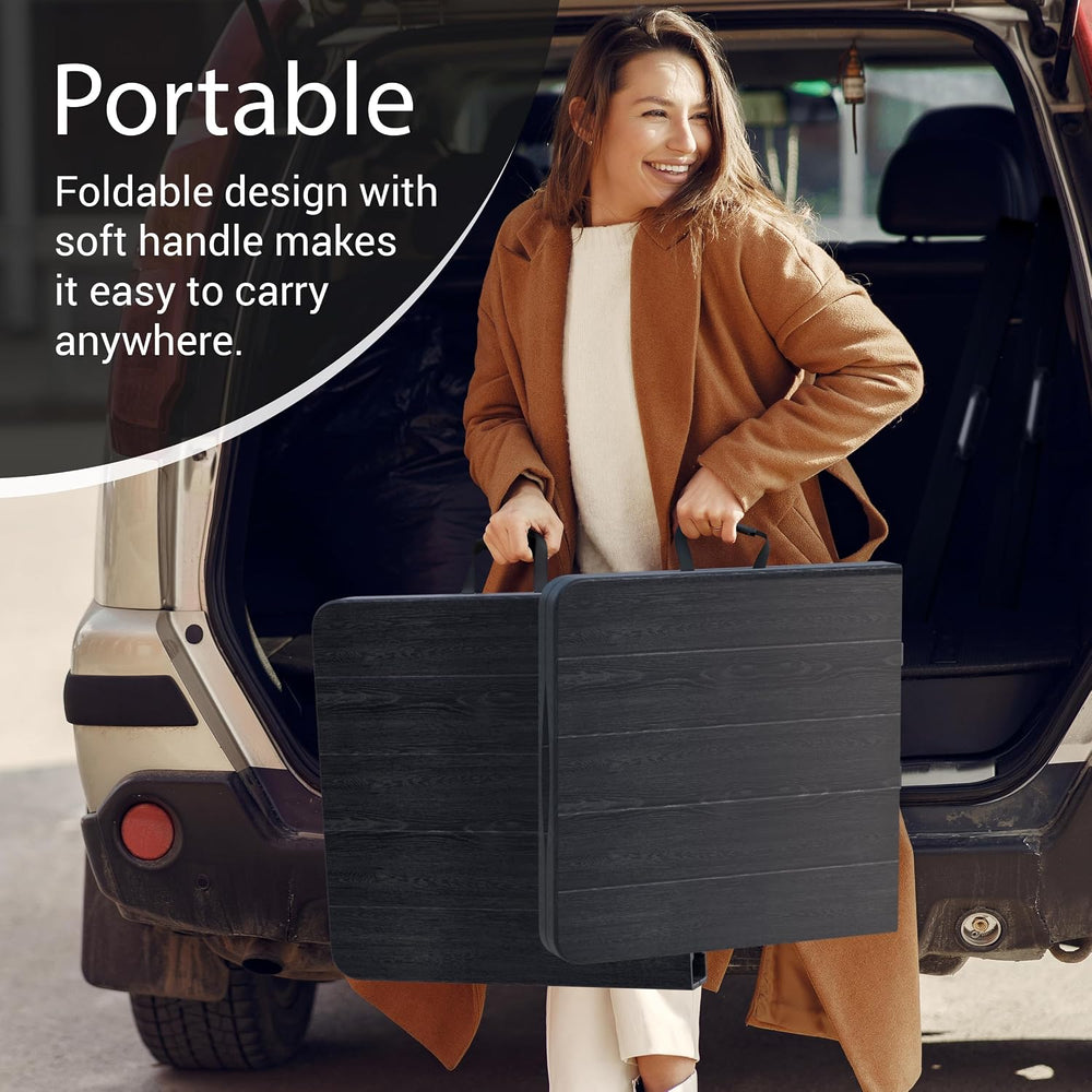 4 Feet Foldable Table Adjustable Height with Built in Handle, Steel Legs | 4F...