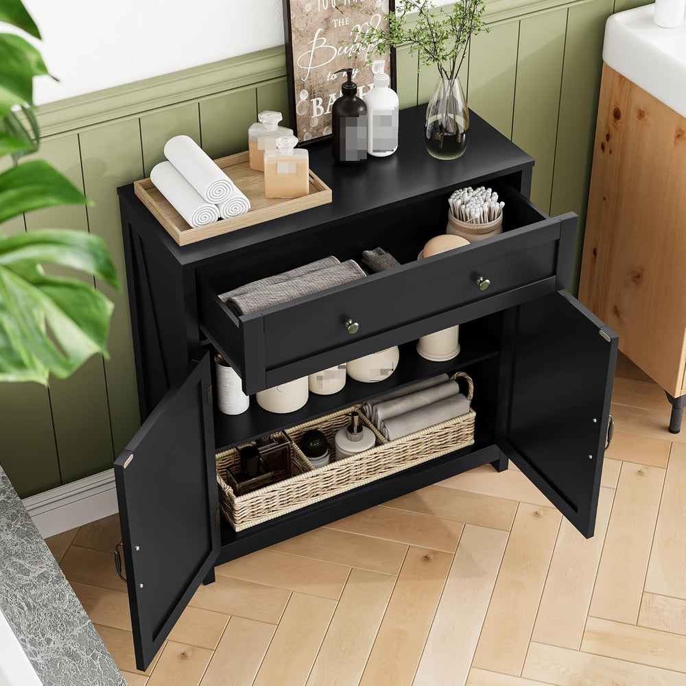 Kitchen Sideboard Buffet with Barn Doors, Farmhouse Storage Cabinet with Draw...