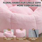 YISHENG Faux Fur Bean Bag Chairs, Cat Design，Large Bean Bag Couch for Adults,Stuffed Single Sofa Chair Comfy Giant Bean Bag Chair with Spacious Design for Playing or Bedroom,Reading Pink