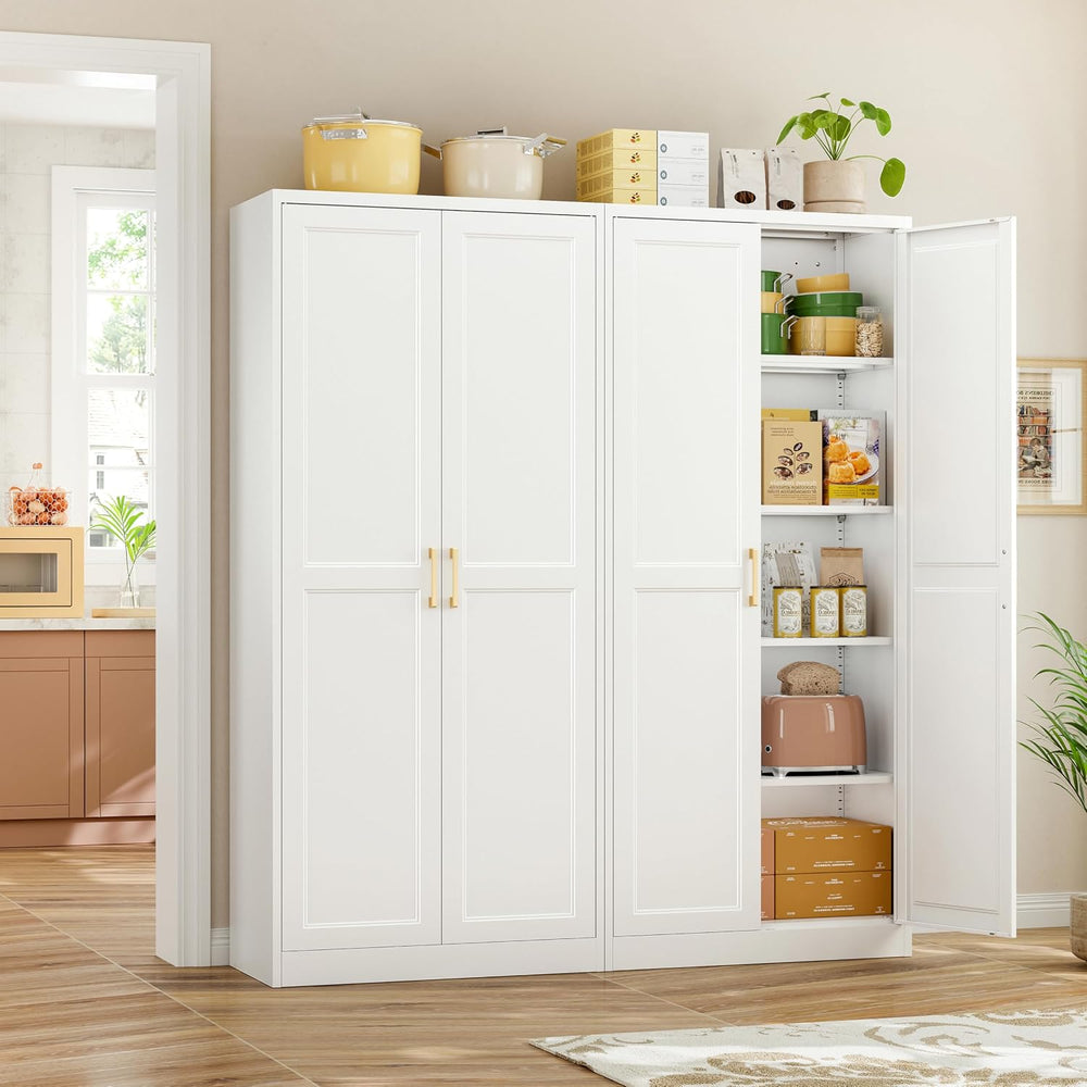 71"Tall Metal Kitchen Pantry Storage Cabinet with Doors& 4 Shelves |...