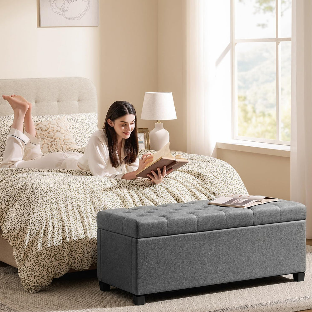 Living&Giving Storage Ottoman Bench for Bedroom, 47.2", Grey | 47.2-...