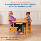 ECR4Kids 24in x 36in Rectangular Hardwood Table with 22in Legs, Childrens Furniture, Honey