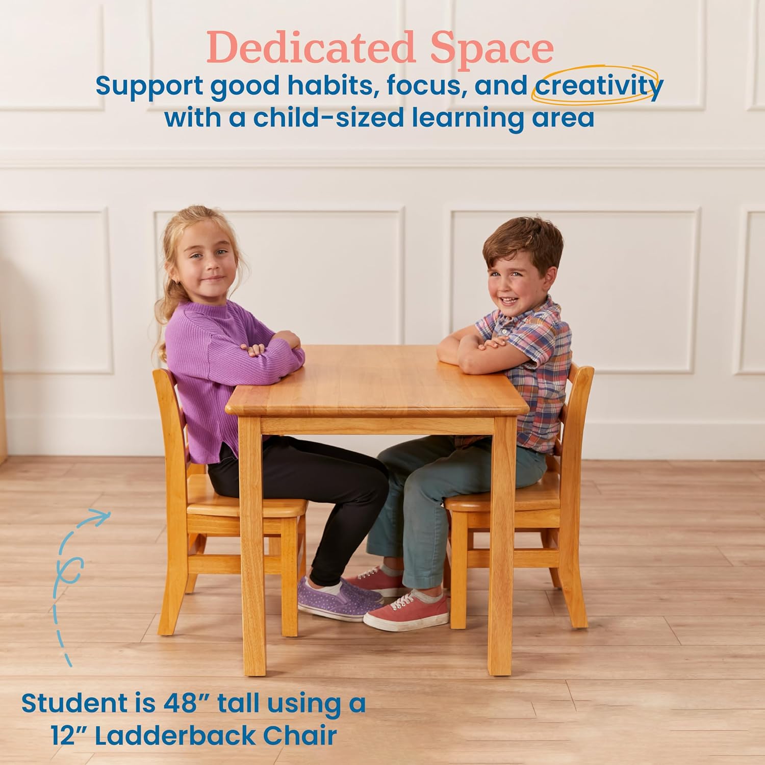 ECR4Kids 24in x 36in Rectangular Hardwood Table with 22in Legs, Childrens Furniture, Honey