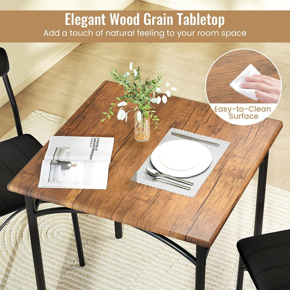 Giantex 3-Piece Dining Table Set, Square Kitchen Table with 2 Upholstered Arm...