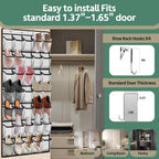 PAULONE 35 Pocket Over the Door Shoe Organizer,Reusable Breathable Large Mesh Bag Men's & Women's Sneaker Organizer,Shoe Organizer for Kids,Hanging Shoe Storage Hanging Bag (White, 35-Slot)