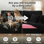 Modular Floor Sofa, Cozy Corduroy Sectional Couch with Fully Washable Covers, Frameless L Shaped Couch for Living Room, Family & Pet Friendly Lounge, No Assembly (Black, Left Facing Chaise)