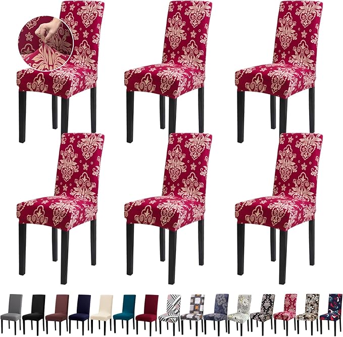 Chair Covers, Stretch Kitchen Dining Room Chair Covers Set of 6, Removable Washable Dining Chair Slipcovers for Home, Hotel, Banquet