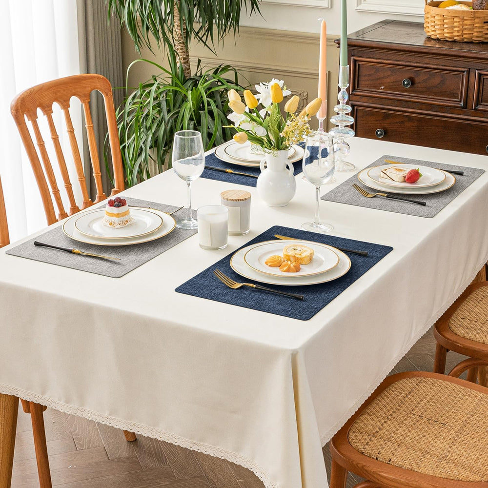 Romanstile Vinyl Placemats Set of 6, Dual-Color Faux Leather Place Mats