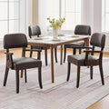 PU Leather Dining Chairs with Arms Set of 4, Upholstered Dining Room Chairs with Hardwood Legs & Open Curved Backrest,Modern Accent Kitchen Chairs 350 LBS Capacity, Brown