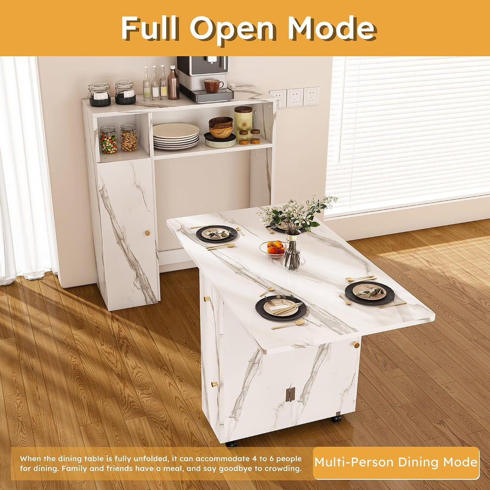 Multifunctional Folding Dining Table with Wall-Mounted Sideboard & Storag...